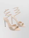 René Caovilla Heeled Sandals With Crystal Ankle Strap In Pink