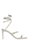 René Caovilla Cleo Crystal-embellished Leather Heeled Sandals In Grey