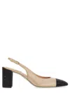 René Caovilla Crystal Cap-toe Leather Pumps In Beige