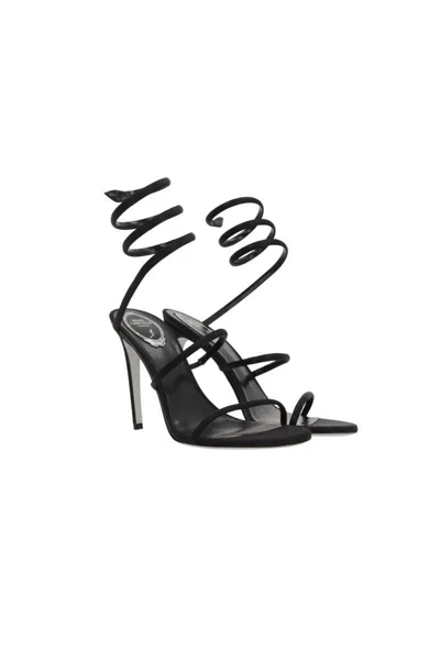 René Caovilla Womens Black Cleo Coiled-strap Suede Heeled Sandals Eur 36 / 3 Uk