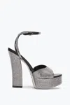 René Caovilla Helsa Black Platform Sandal With Crystals 140