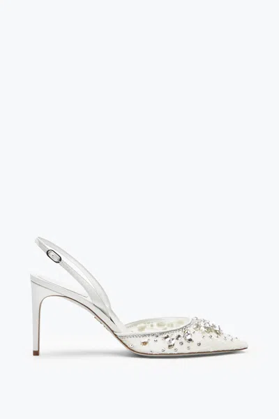 René Caovilla Hina Crystal White Sling-back 80