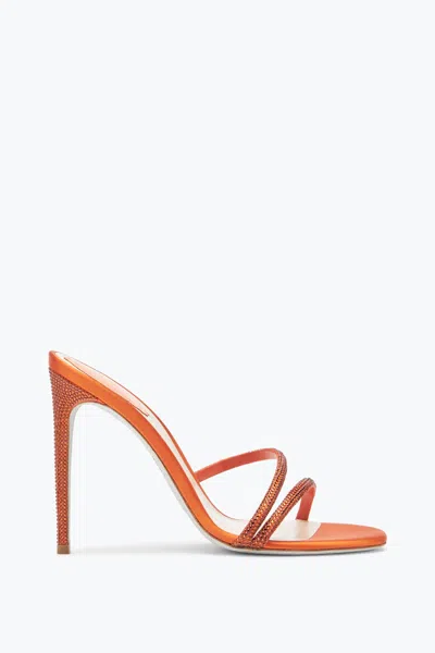 René Caovilla Irina Crystals Orange Mule 105