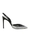 René Caovilla Jackie Slingbacks In Smoked Rhinestone Crystals In Black