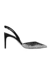 René Caovilla Jackie Slingbacks In Smoked Rhinestone Crystals In Black