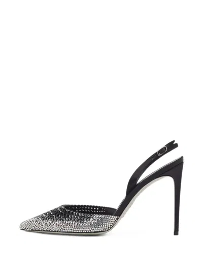 Pre-owned René Caovilla Jackie Crystal-embellished Slingback Pumps In 银色