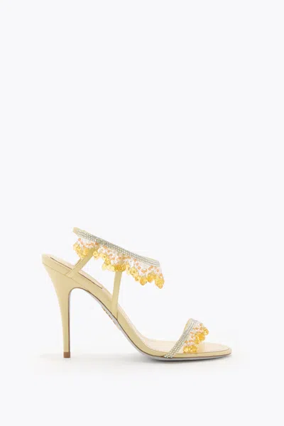 René Caovilla Jahanara Pastel Yellow Sandal 100