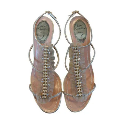 Pre-owned René Caovilla Jewel Sandal In Brown