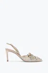 René Caovilla Jewel Slingbacks In Lace Veneziana