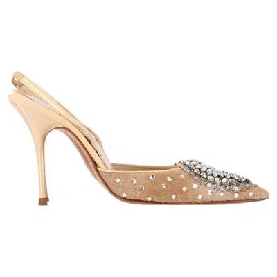 René Caovilla Rene Caovilla Jeweled Barbara Pumps In Beige Ponyhair In Neutral