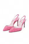 René Caovilla Embellished Satin Slingback Sandals In Pink