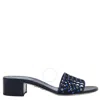 René Caovilla Cutout Crystal-embellished Suede Mules In Blue