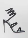 René Caovilla Jeweled Strap Open Toe Textured Sole Sandals In Grey