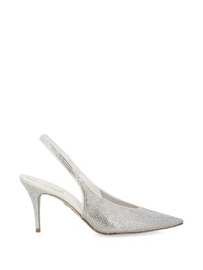 René Caovilla Jinny Crystal-embellished Slingback Pumps In Silver