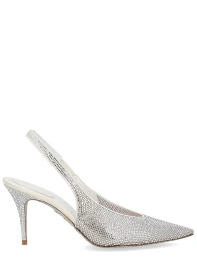 René Caovilla Jinny Pointed Toe Sparkling Slingback Pumps In White