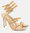 René Caovilla Round-headed High-heeled Sandals In Gold/gold Metal Snake