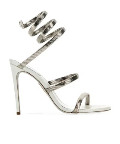 René Caovilla Juniper 105 Metallic Sandas In White