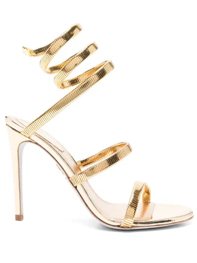René Caovilla Juniper 80mm Metallic-leather Sandals In Gold