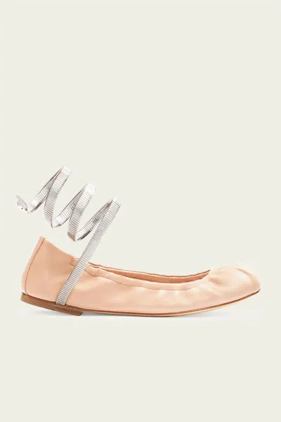 René Caovilla Juniper Ballerina 10 In Pink Silver
