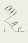 René Caovilla Juniper Metallic Snake-wrap Stiletto Sandals