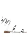 René Caovilla Serpente Metallic-finish Sandals In Silver