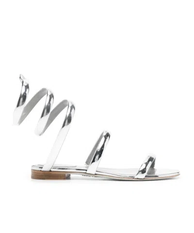 René Caovilla Juniper Metallic-finish Sandals In White