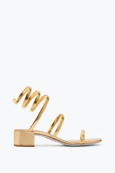 René Caovilla Juniper Metallic Gold Sandal 40