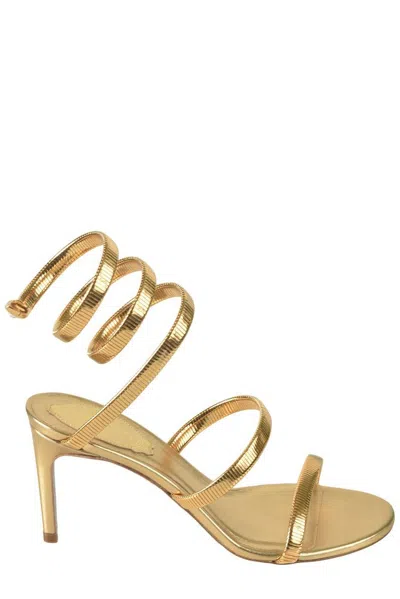 René Caovilla Juniper Metallic Sandals In Gold