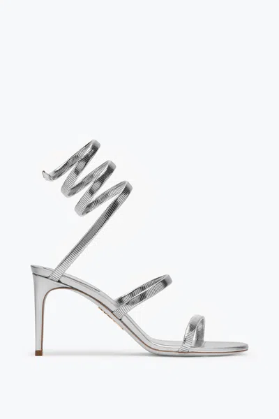 René Caovilla Juniper Metallic Silver Sandal 80