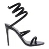 René Caovilla Snake-wrap Satin Stiletto Sandals In Black
