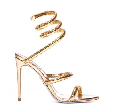 René Caovilla Margot Chain-wrap Leather Sandals In Beige
