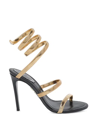 René Caovilla Rene Caovilla Cleo Laminated Leather And Tubogas Mesh Sandal In Black