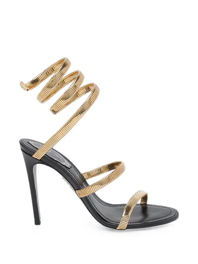 René Caovilla Juniper Spiral-strap Heeled Sandals In Gold