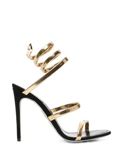 René Caovilla Rene Caovilla Cleo Laminated Leather And Tubogas Mesh Sandal In Black