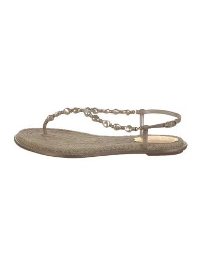 Pre-owned René Caovilla Jute Espadrilles In Neutral