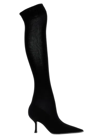 René Caovilla Rene Caovilla Knit Sock Boot With Rhinestone Detail Boot In Black