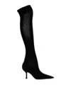 René Caovilla Knee Length Knit Boots With Stiletto Heel In Black