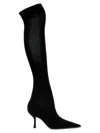 René Caovilla Knee Length Knit Boots With Stiletto Heel