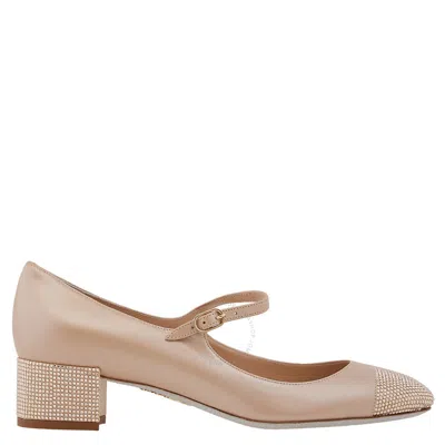 René Caovilla Rene Caovilla Kristen Crystal Embellished Pumps In Gold Tone/beige