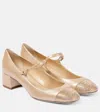 René Caovilla Kristen Embellished Leather Mary Jane Pumps In Beige