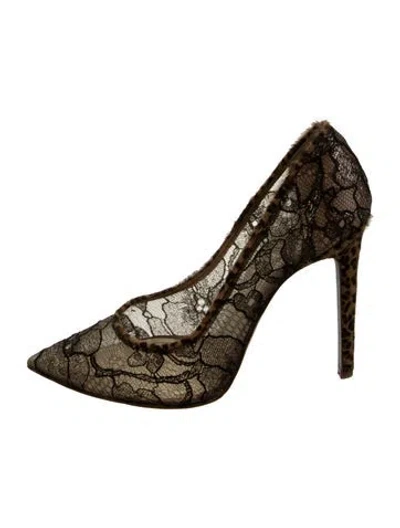 Pre-owned René Caovilla Lace Animal Print Pumps In Neutral
