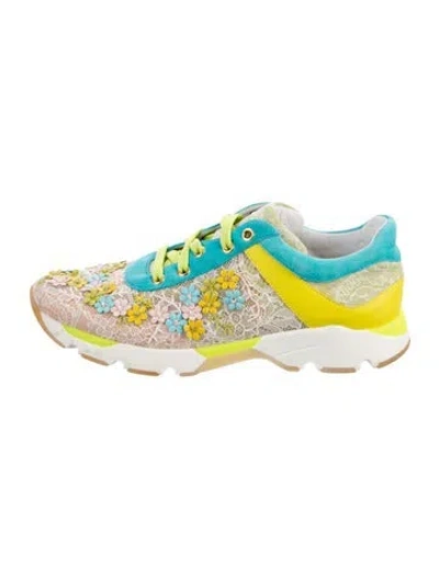 Pre-owned René Caovilla Lace Colorblock Pattern Sneakers In Multi