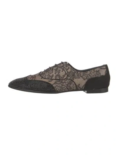 Pre-owned René Caovilla Lace Lace Pattern Flats In Brown