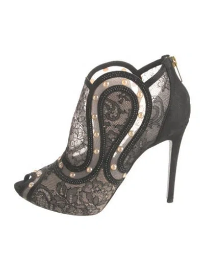 Pre-owned René Caovilla Lace Lace Pattern Pumps In Black