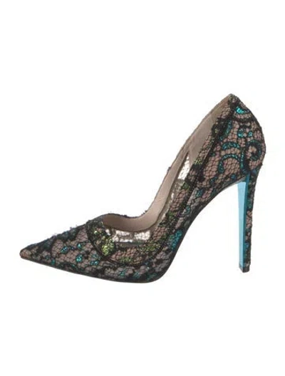 Pre-owned René Caovilla Lace Lace Pattern Pumps In Black