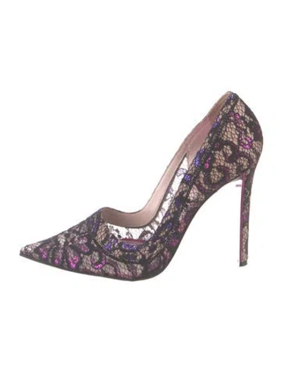 Pre-owned René Caovilla Lace Lace Pattern Pumps In Black