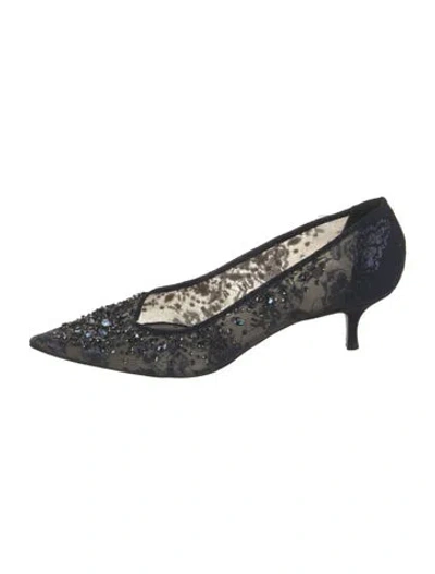 Pre-owned René Caovilla Lace Lace Pattern Pumps In Black