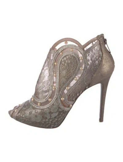 Pre-owned René Caovilla Lace Lace Pattern Pumps In Grey