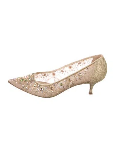 Pre-owned René Caovilla Lace Lace Pattern Pumps In Pink