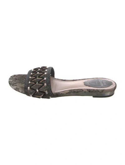 Pre-owned René Caovilla Lace Lace Pattern Slides In Multicolor